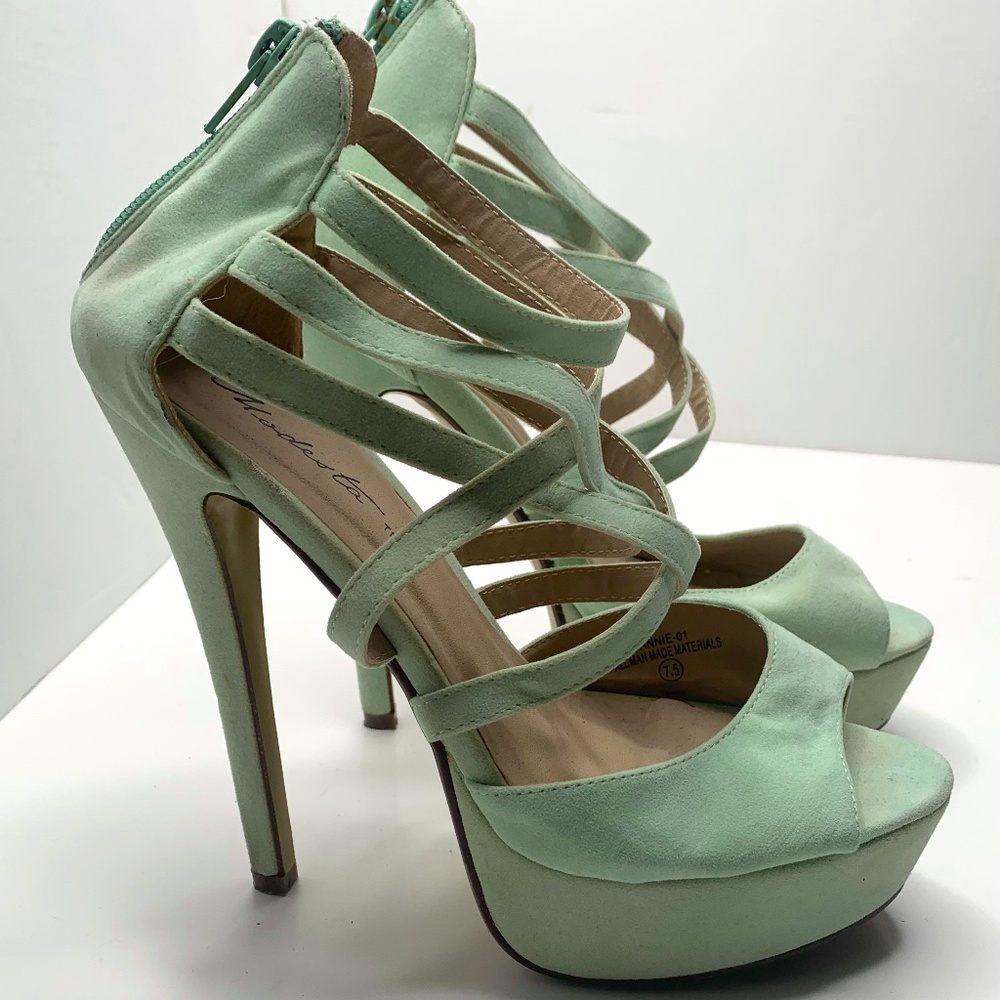 Modesta | Mint Color Platform Heels